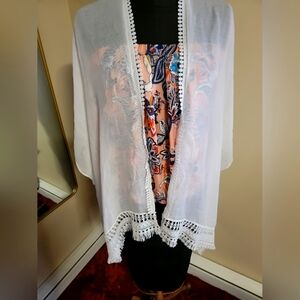 White Crochet Trim beach Cover